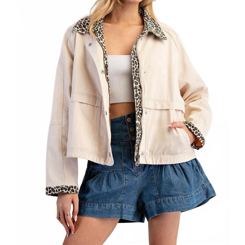 NEW EE:SOME wild side denim jacket in leopard